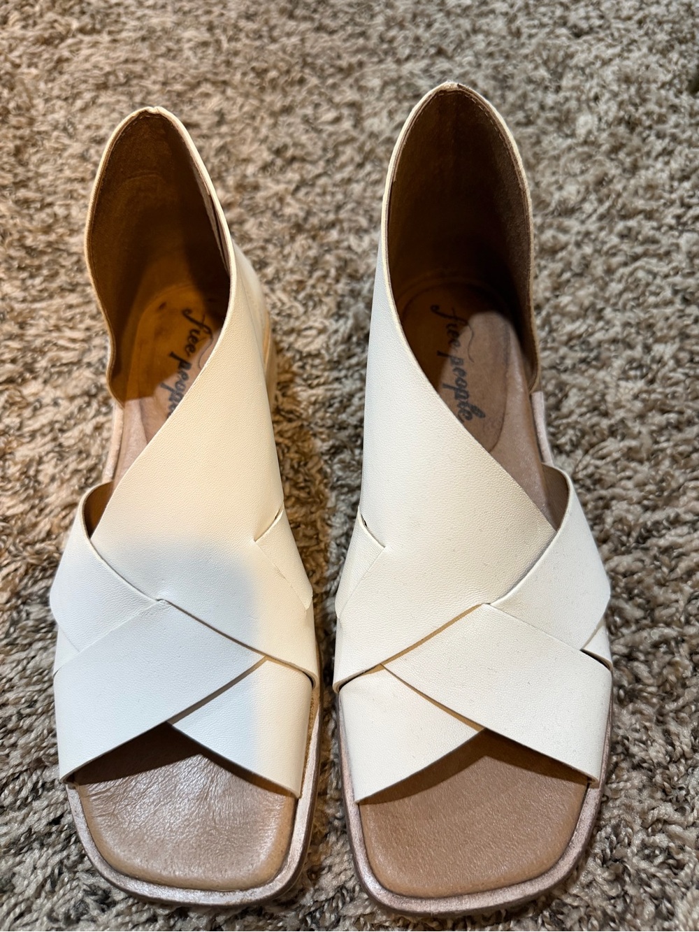Free People Cream Crossover Open-Toe Sandals